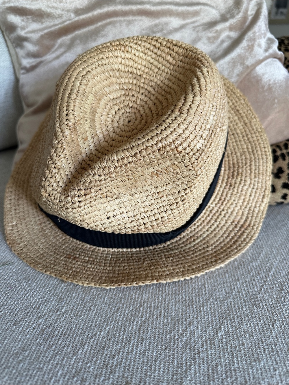 J. Crew Natural Straw Sun Hat with Black Inner Band